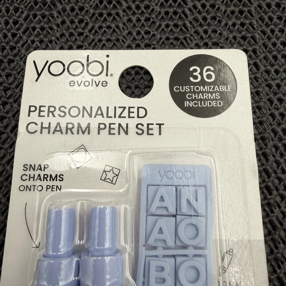 Yoobi Evolve Personalized Charm Pen Set Lavender 2pk 36 Charms Black Ink 1.0mm